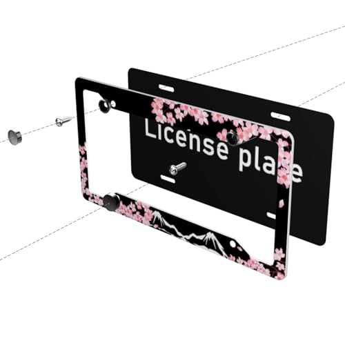 Cherry Blossom and Mountain License Plate Frame 2 Pack Universal US Car Plate Holder Cover Accessories Decor with Screw for Women Man 12.3 x 6.3 Inch by Gayruaicjz - Image 7