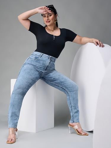 Image of Miss Chase A+ Women's Bootcut High Rise Regular Length Stretchable Denim Jeans