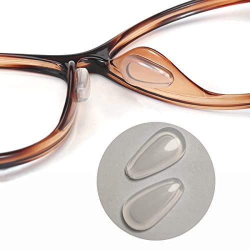 Image of Mr.ZzjOOj Eyeglass Nose Pads, Soft Silicone Adhesive Nose Pads for Glasses, 3.2mm Heighten Anti-Slip Air Chamber Glasses Nose Pad for Full Plastic Frames, 12 Pairs (Clear)