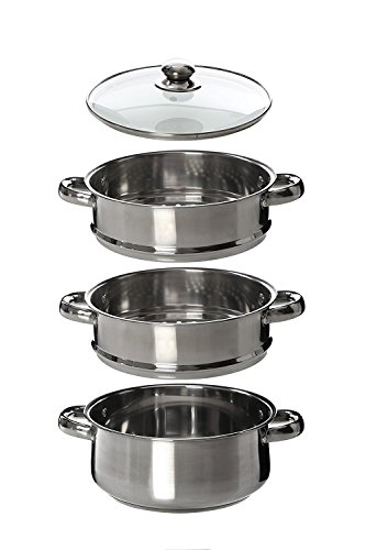 stainless steeel steamer set 3 tier 22cm + lid quality prima