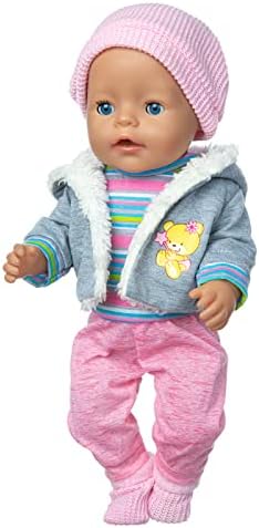 Ubrania lalki 36-43 cm New Born Baby lalki, w tym koszula, płaszcz, kapelusz, skarpetki (bez lalki)