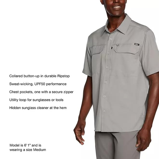 Eddie Bauer Men’s UPF 50 Sun Protection Short Sleeve Relaxed Fit Woven Tech Shirt4
