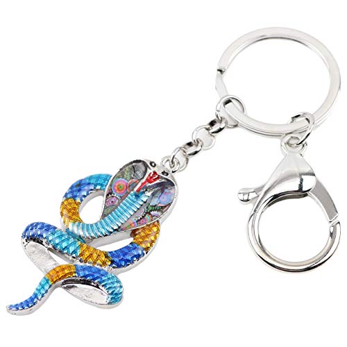WEVENI Enamel Alloy King Cobra Keychain Snake Key Ring Fashion Jewelry For Women Girls Car Wallet Bag Charms2