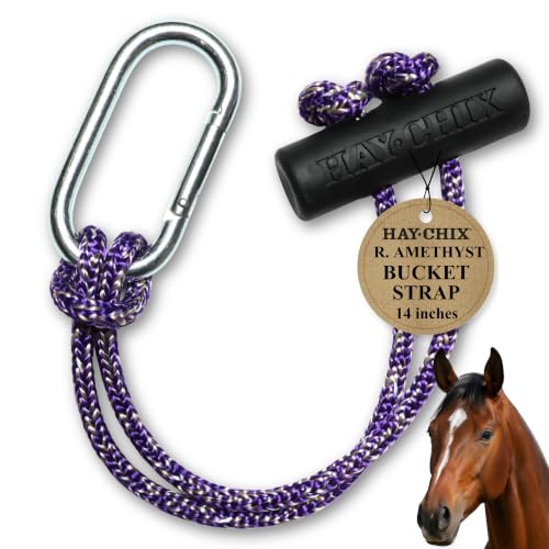 hay chix 14-Inch Horse Bucket Strap | Adjustable Stall Hanger, R. Amethyst | Durable Multipurpose Strap for Water Buckets, Saddles, Cinches & Cords | Easy to Use, Time-Saving for Barn, Trailer & Shows