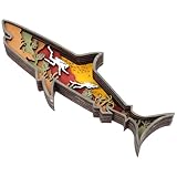 OSALADI Estatua de Tiburón Tallada en Madera 3D Decoración Artesanal para Escritorio y Hogar Adorno Oceánico de Madera Natural Pieza Decorativa para Dormitorio y Oficina