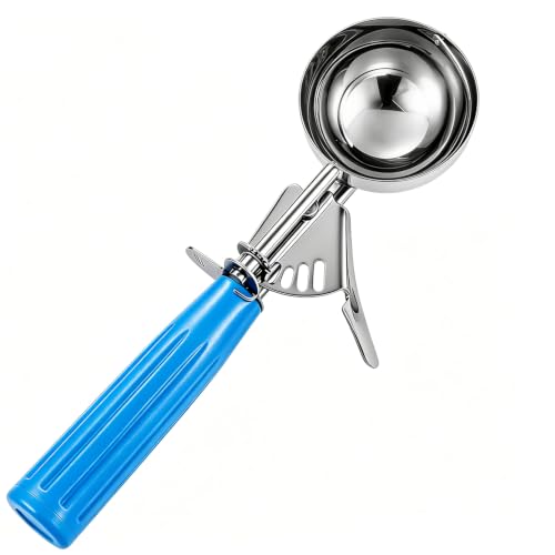 Portion Scoop - #16 (2 oz) - Disher, Cookie Scoop, Food Scoop - Portion Control - 18/8 Stainless Steel, Blue Handle