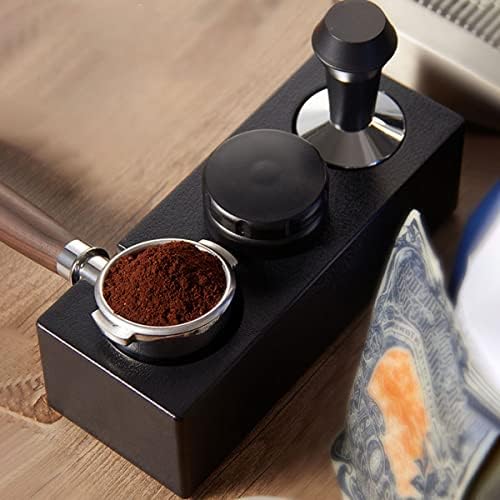 Ezebesta Tamper Station Anti-Slip Espresso Tamping Stand Black Solid Holder for Portafilters, Tamper and Distributor