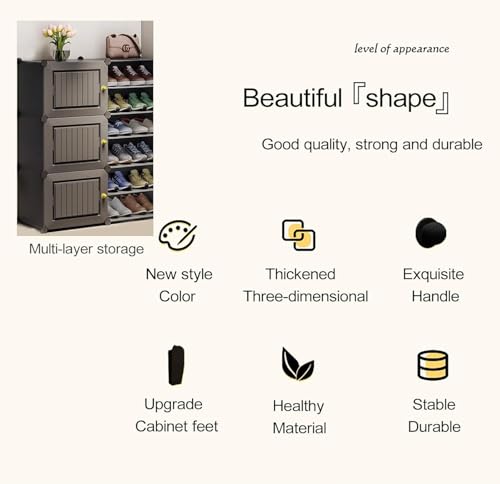 Image of Sunderlook Shoe Rack Plastic for Home- Slipper Stand, Professional Shoe Stand, Chappal Stand, Multipurpose Foldable Standing Comfort Runner Shoe Rack with Door (Black, 12 Shelf 6 Door)