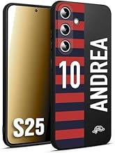 Case cover black soft TPU compatible for Samsung S25 personalized football football name and number footballers rossoblu