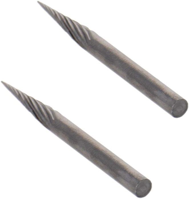 Auniwaig Tungsten Carbide Rotary Burr 3mm / 1/8" Shank, 3mm Head Size Single Cut Conical Carving Burr Bits, for Woodworking, Drilling, Metal Carving, Engraving, Polishing 2pcs