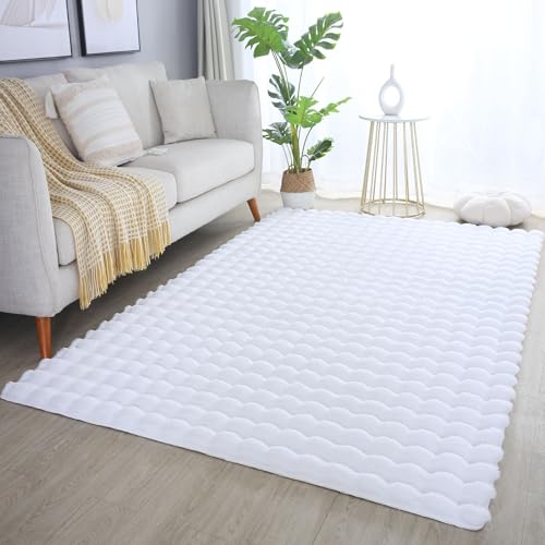 Carpetsale24 Alfombra Salon Pelo Largo, Alfombra Peluda, Suave, esponjosa, Antideslizante, rectángulo, para salón, Dormitorio, Lavable en la Lavadora, Blanco Alfombra 80 x 150 cm