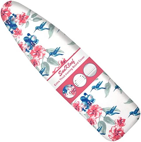 SUNKLOOF Extra Thick Ironing Board Cover and Pad, Resist Scorching and Staining, 15x54 Reflective Silicone Ironing Board Cover, Elastic Edges, 4 Fasteners, Large Protective Scorch Mesh Cloth