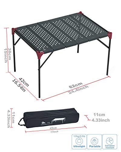 Iclimb Extendable Folding Table Large Tabletop Area Ultralight Compact With Hollow Out Tabletop And Carry Bag For Camping Backpacking Beach Concert Bbq Party, Three Size (Black - Xl) #TOP4