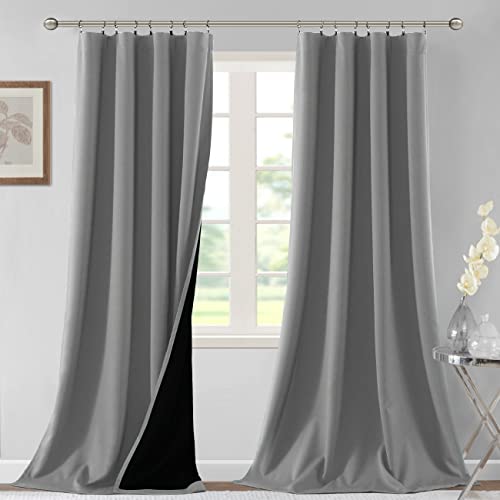 H.VERSAILTEX 100% Blackout Curtains for Bedroom 52" W x 108" L, Dove Gray