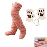 Snuggs - Calcetines acogedores, calentadores de piernas esponjosos, pantuflas de calcetín Snugglepaws, calentadores de piernas peludos para invierno y guantes de invierno para mujer, Rosado, M