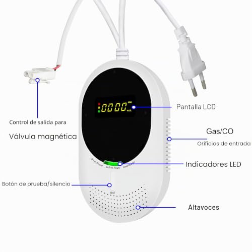 Miniatura 6 de Scondaor Wifi Detector De Gas Y Monóxido De Carbono Con Pantalla Lcd, Monitoreo Por App Smart Life, Certificado En 50291 Y En 50194, Detector De Gas Metano Gas Natural Y Glp Y Co, Pack De 1