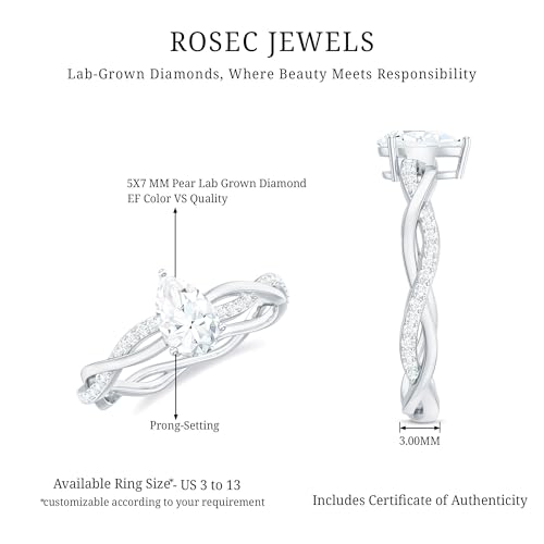 Certified Lab Grown Diamond 5X7mm Pear Engagement Ring, Ef-Vs Quality, Diamond Solitaire Ring - Ready To Gift 6