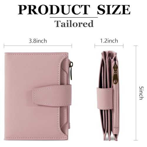 Image of Airkit Small Wallet Women RFID Blocking Soft Leather Bifold Compact Card Holder Wallet for Women with Zipper Coin Pocket 4 ID Window