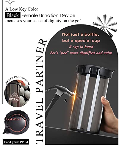 Abxlniu Female Urination Device, Pee Funnel For Women With Water Bottles, Female Urinal Allows She Pee Standing Up,Reusable For Car, Camping,Black #TOP5
