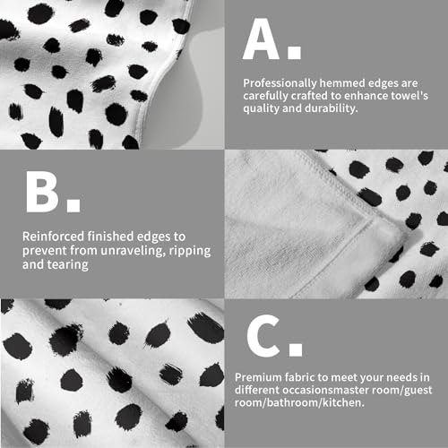 Miaoquhe Black White Polka Dot Towels Set of 2, Boho Polka Dot Hand Towels for Bathroom 14"x28" Vintage Doodle Towels Soft Absorbent Bathroom Hand Towel for Face, Gym, Spa, Kitchen by Miaoquhe - Used condition - Image 5