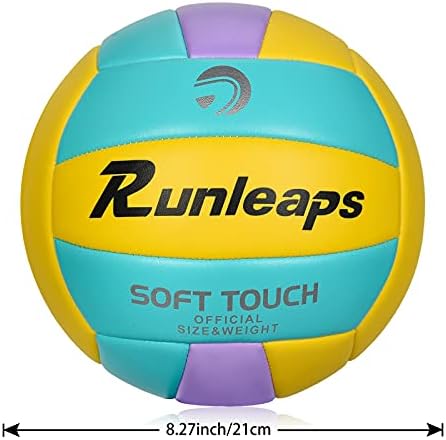 Runleaps Beach Volleyball Official Size 5 Soft Waterproof Volleyball Sand Sports PU Ball for Indoor, Outdoor, Pool, Gym, Training