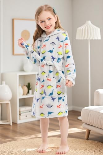XINNE Unisex Baby Korallen Fleece mit Kapuze Morgenmantel Bademantel Jungen Mädchen Kleinkinder Pyjamas Nachtwäsche