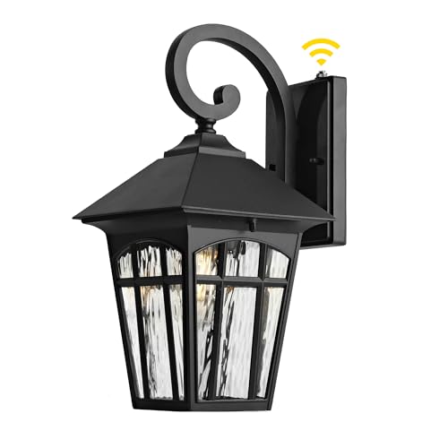 Image of Beionxii 15Inch Outdoor Wall Light Fixtures, Large Outdoor Wall Lantern | Dusk to Dawn Cast Aluminum Outdoor Porch Lights,Black Exterior Wall Lighting for Patio,Front Door,Coastal,120V,BX-OD04-WL-15S