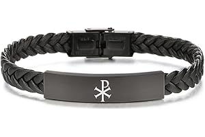 Dainty Greek Chi Rho PX Protection Leather Bracelet