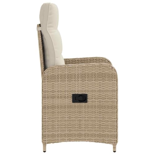 Chaise de jardin réglable résistante aux intempéries avec coussin blanc crème - 4