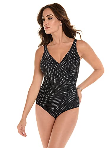 Miraclesuit Women's Swimwear DD-Cup Pin Point Oceanus Tummy Control Underwire Bra One Piece Swimsuit