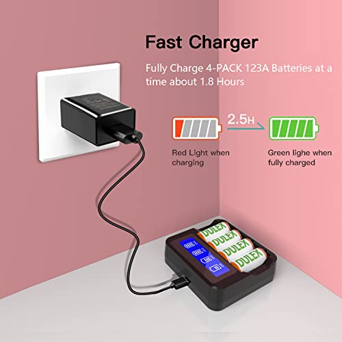 Arlo Batteries Rechargeable 8 Pack, Dulex 800Mah 123A Batteries [Replacement 3V Cr123A Batteries] And Charger For Arlo Vms3130 Vmc3030 3200 3330 3430 3530 Security Cameras, Alarm System, Flashlight #TOP3
