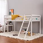 Panana Mid Sleeper Bunk Bed 3FT Single Bed Frame Wood Cabin Bed, for Kids, 01-Mid Sleeper (White)