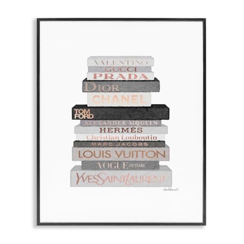 Image of 'Grey & Peach Bookstack'| Framed Giclee Art