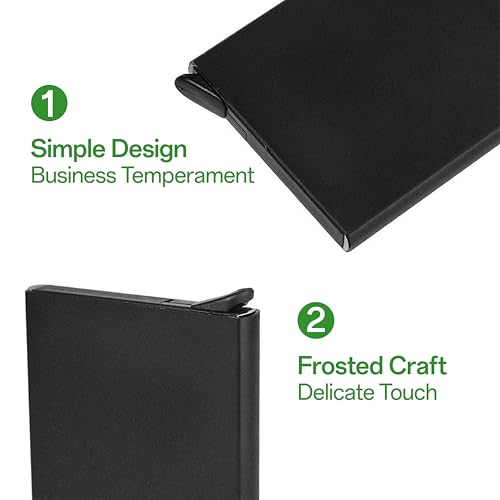 2pc Automatic Pop Up Wallet Ultra-Slim RFID Blocking Metal Credit Card Holder for Men and Women Lightweight Stylish Design Perfect Front Pocket Wallet Black Color to Protect Your Privacy and Security4