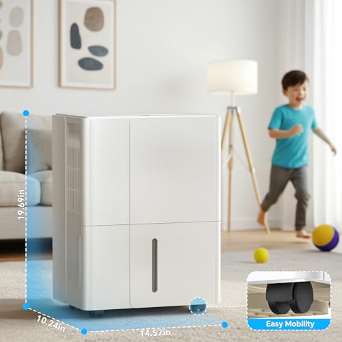 Electactic 2,300 Sq.Ft Max 50 Pint/Day(Standard 22Pint/Day) Dehumidifier with Drain Hose, Auto Shut Off, 4.8L(1.26 Gal) Water Tank, Wheels & Handle, 30-80% Humidity Control for Home & Basements. by Electactic - Image 5