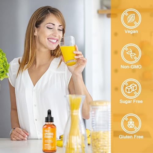 Liposomales Vitamin C Flüssig 2000mg, Hohe Absorption Vit C Tropfen, Antioxidans-Nahrungsergänzungsmittel, Vegan