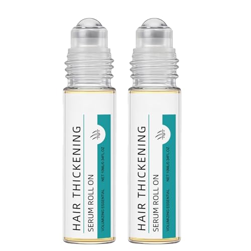 2PCS Hair Thickening Serum Roll On for Scalp Care, Oil Balancing, Lightweight Non-Greasy with Glycerin & Castor Oil, Hair Growth Care for Thinning Hair, Volumizing Serum for Men Women