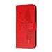 Produktbild HAOTIAN Hülle für Samsung Galaxy S20 FE 4G/5G Handyhülle, Ziemlich Retro Geprägt Feder Muster Design PU Leder Buch Stil Brieftasche Flip Cover, Samsung Galaxy S20 FE 4G/5G Schutzhülle, Rot