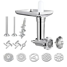 Premium Metal Food Grinder Attachment for KitchenAid Stand Mixers, Precision Meat Grinder & Sausage Stuffer Tubes Kit with Abundant Accessories, Food-Safe Alloy Mixer Attachments (Hand Wash Only)