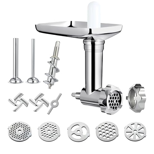 Premium Metal Food Grinder Attachment for KitchenAid Stand Mixers, Precision Meat Grinder & Sausage Stuffer Tubes Kit with Abundant Accessories, Food-Safe Alloy Mixer Attachments (Hand Wash Only) by Aligat - Used condition - US$29.01