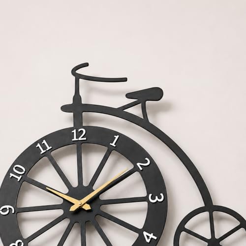 Image of Auromin Cycle Wall Clock for Living Room & Bedroom | Stylish Bicycle Unique Decorative Wall Clock | Modern Big Size Wall Watch for Home, Office & Hall | Unique Vintage-Inspired Home Decor Item