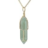 JADENOVA Full Wire Wrapped Energy Healing Crystal Gemstone Pendant Necklace 18' Stainless Steel...