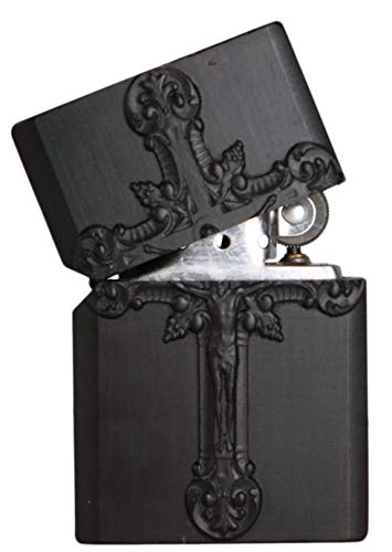 Generic Natürliches Ebenholz schwarzes Holz geschnitztes Feuerzeug Außengehäuse für Zippo Einsatz Kit (Jesus und Kreuz… – Bild 5