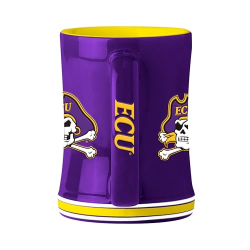 Image of Logo Brands NCAA East Carolina Pirates 14 oz Relief Coffee Mug - Officially Licensed Mug, Sculpted 3D Logo and Team Colors - Comfortable Handle and Glossy Finish for College Sports Fans