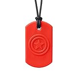ARK's Super Star Sensory Chew Necklace, Made in the USA (Soft for Mild Chewing, Red)