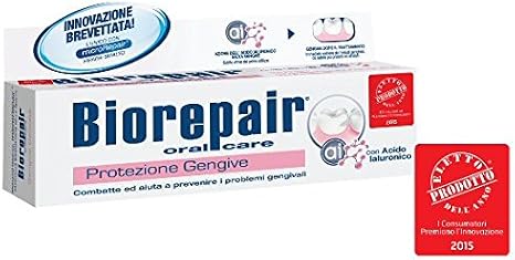 Biorepair: Protezione Gengive (Gum Protection) Toothpaste with microRepair * 2.5 Fluid Ounce (75ml) Tube (Pack of 2) * [ Italian Import ]