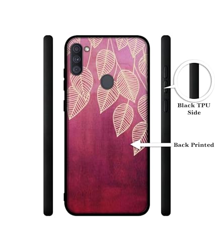 Image of Leaf Pattern Design Premium 2D Printed Metal Back Case Cover for Samsung Galaxy A11 4G / M11 4G