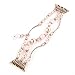 GEMEK Compatible with Apple Watch Band 38/40/41mm Rose Gold Women Agate Pearl Bracelet Strap, Fashion Handmade Elastic Replacement for iWatch Bands Series 7/6/5/4/3/2/1 Girls Wristband (Pink)