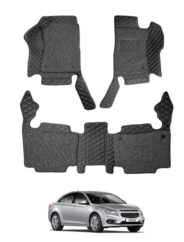 Image of Auto Hub Premium 7D car mat Chevrolet Cruze, Luxury Double-Stich 7d Car Floor Mat Complete Set, 100% Waterproof and Washable, Color : Black