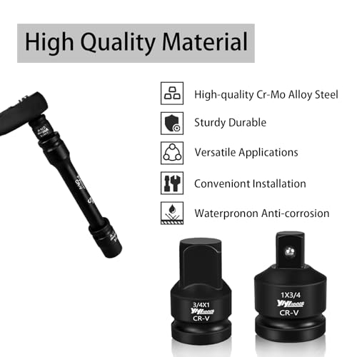 Image of YIYITOOLS 8Pcs Impact Socket Adapter and Reducer Set, 1 /4 inch-3 /8 inch-1 /2 inch-3 /4 inch SAE Socket Adapter, Impact Adapter Set, Cr-V Steel